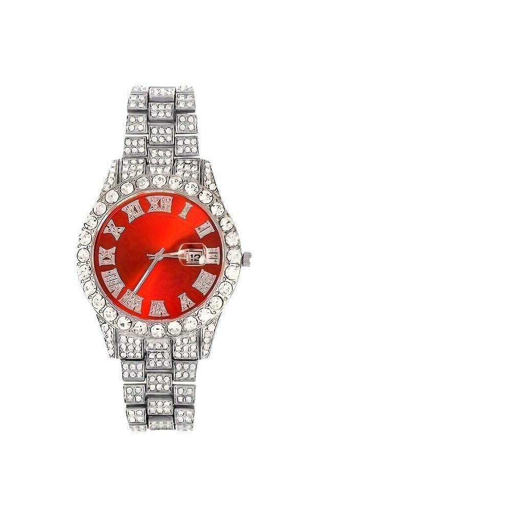 Diamond Luxury Steel Belt Quartz Watch Cuban Bracelet